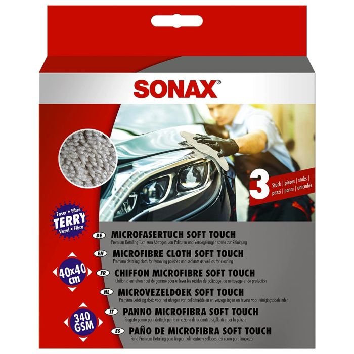 Мягкая салфетка из микрофибры Sonax Microfasertuch soft touch 3шт (451000)