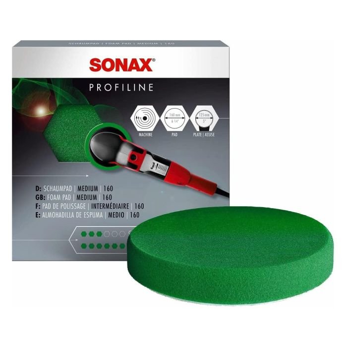Полировальный круг для автомобилей Sonax зеленый, средней жесткости 160мм (493000)