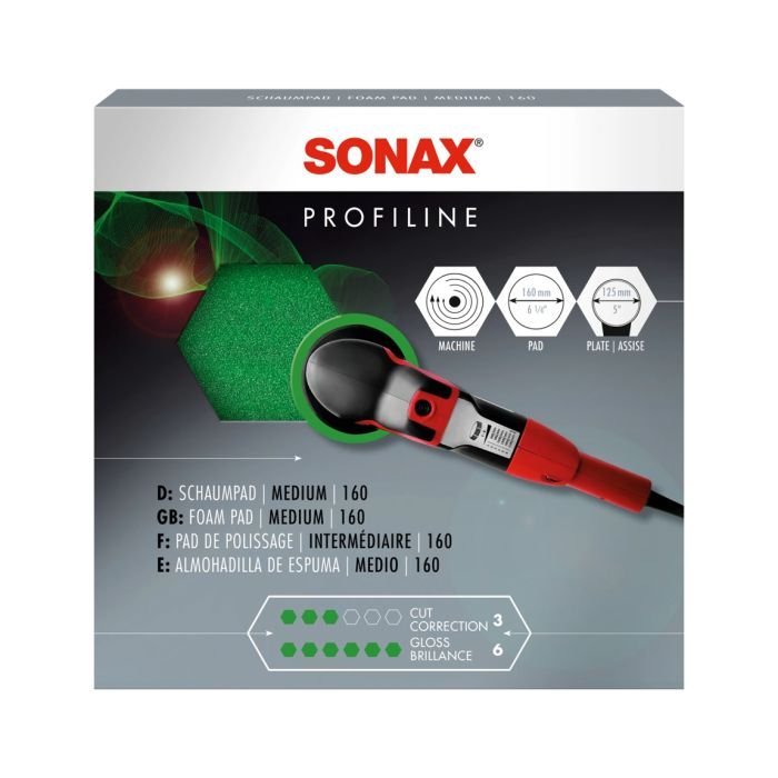 Полировальный круг для автомобилей Sonax зеленый, средней жесткости 160мм (493000)