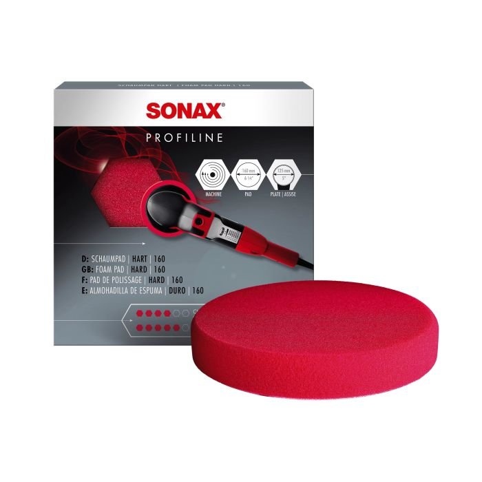 Полировальный круг для автомобилей Sonax красный, жесткий 160мм (493100)