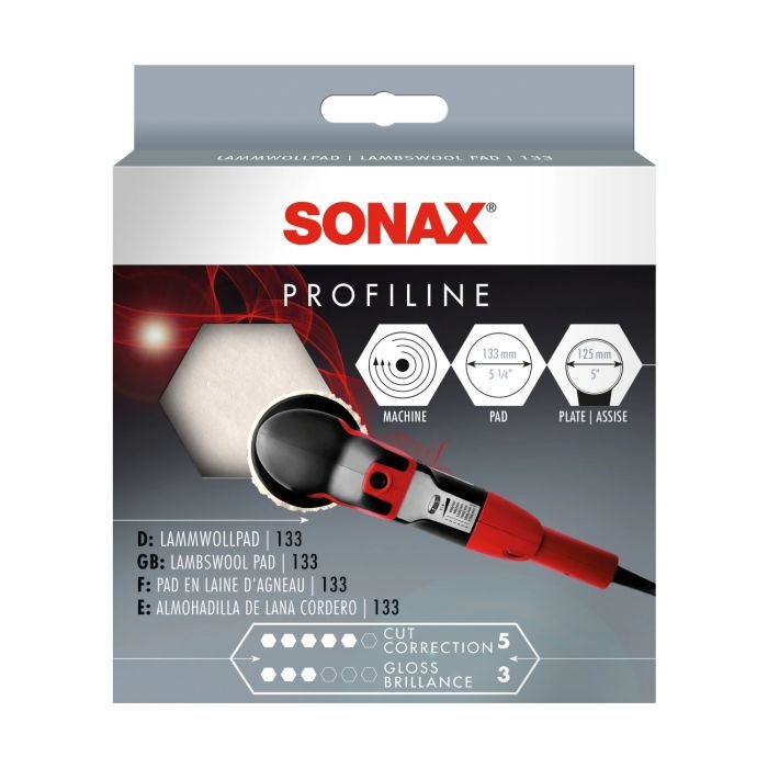 Полировальный круг из натуральной овечьей шерсти и полиэстера 133 мм SONAX PROFILINE Lammwollpad 133 (493141)