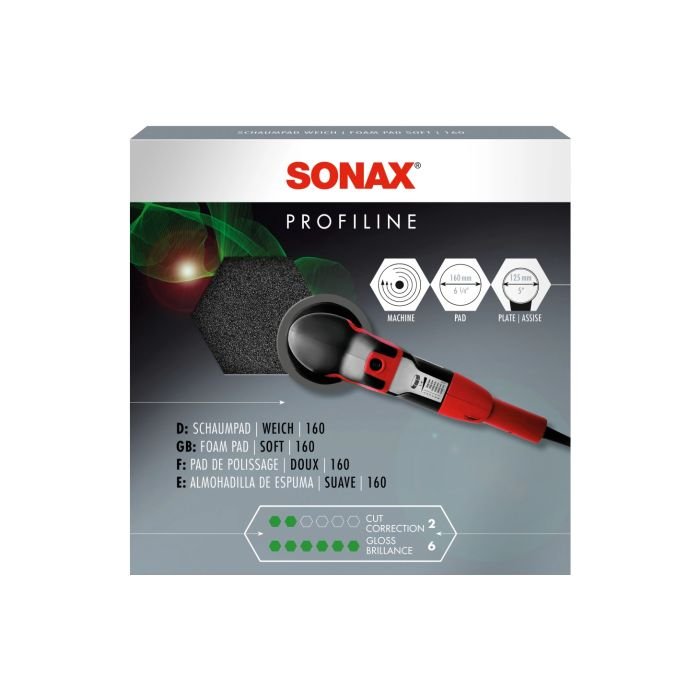 Полировальный круг сверхмягкий для финишной полировки серый 160 мм SONAX Super Soft Fine-Pored Sponge (493241)
