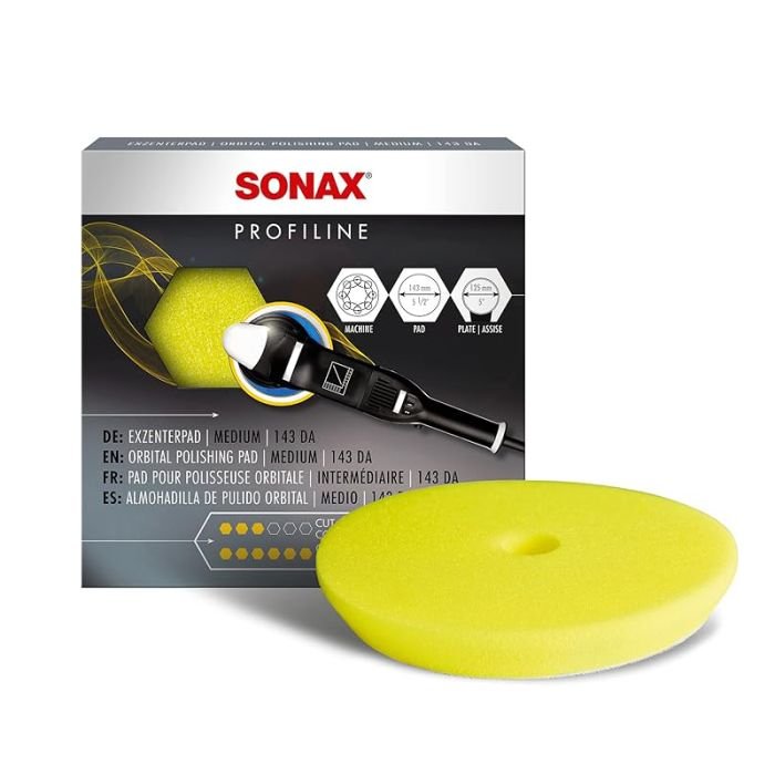 Полировальный круг средней твердости желтый 143 мм SONAX Dual Action FinishPad (493341)