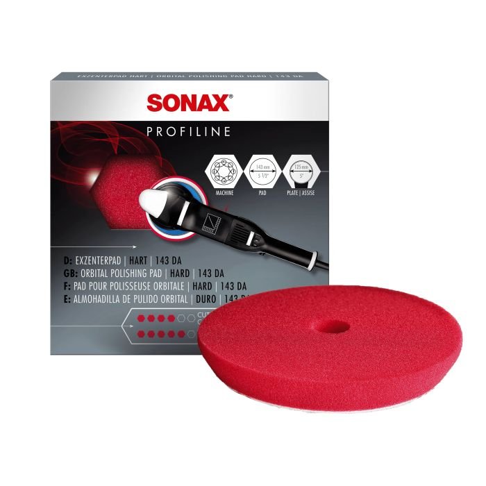 Полировальный круг твёрдый красный 143 мм SONAX Dual Action Cut Pad (493400)