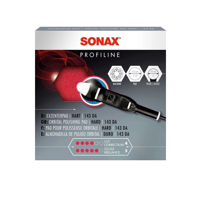 Полировальный круг твёрдый красный 143 мм SONAX Dual Action Cut Pad (493400)