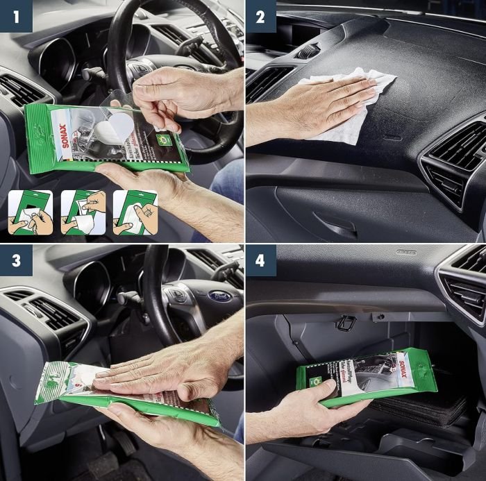 Салфетки по уходу за пластиком салона автомобиля Sonax Plastic care wipes 10шт (415100)