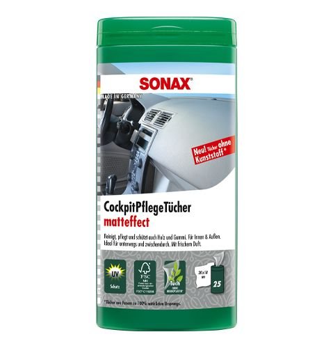 Салфетки матовые по уходу за пластиком салона автомобиля Sonax Plastic care wipes matt 25шт (415841)