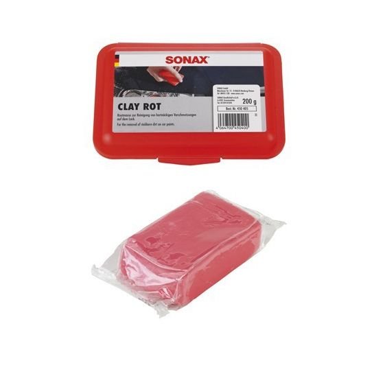 Шлифующая масса для очистки кузова SONAX Clay Rot красная глина 200г (450405)