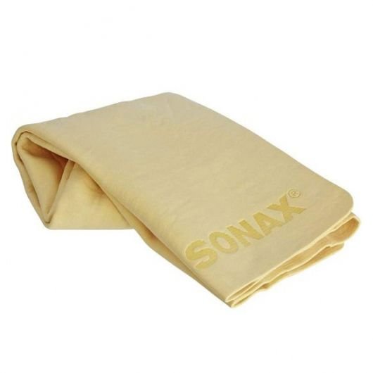 Тряпка для сушки авто из искусственной замши в тубе SONAX Synthetic Chamos Plus 43х32 (417700)
