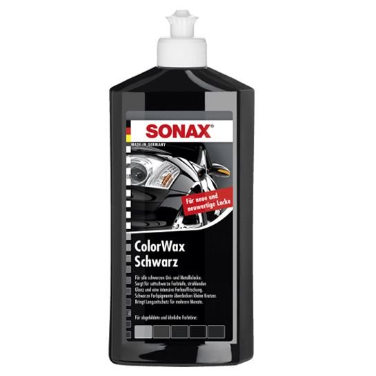 Цветной жидкий воск SONAX ColorWax Schwarz черный 500 мл (298200)